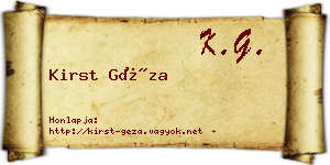 Kirst Géza névjegykártya